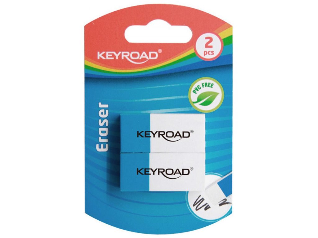 Guma KEYROAD viacúčelová, blister 2 ks, biela/modrá