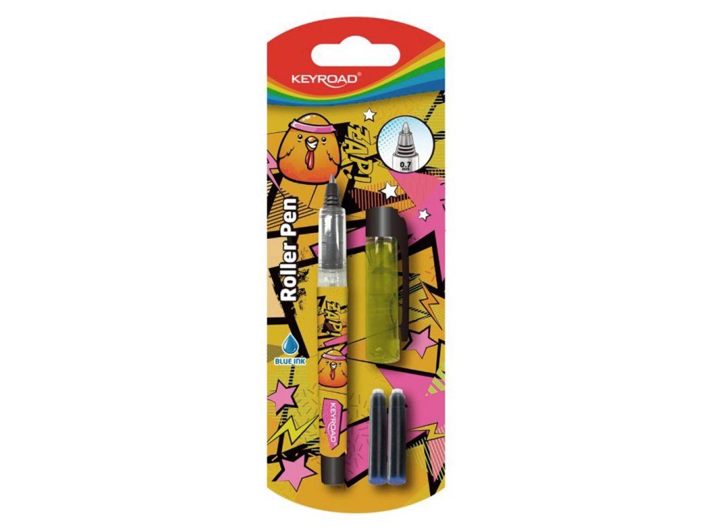 Guľôčkové pero KEYROAD 0,7 mm, blister, 2 náplne, mix farieb
