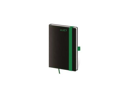 Diár BLACK GREEN týždenný vreckový A6 9x14cm 2027
