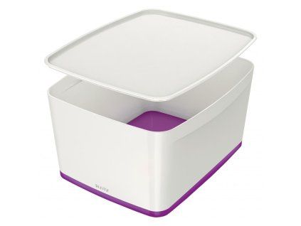 Úložný box s vekom Leitz MyBox, veľkosť L biela/purpurová