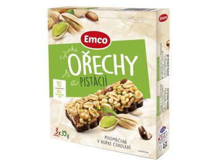 Tyčinka Emco s orechami a pistáciou 3 x 35 g
