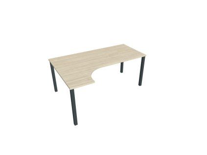 Pracovný stôl Uni, ergo, pravý, 180x75,5x120 cm, agát/čierna