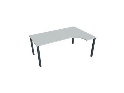 Pracovný stôl Uni, ergo, ľavý, 180x75,5x120 cm, sivá/čierna