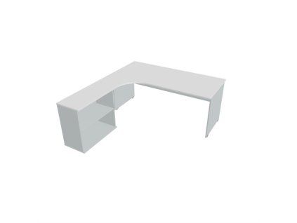 Pracovný stôl Gate, ergo, pravý, 180x75,5x200 cm, biela/sivá
