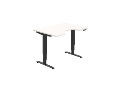 Pracovný stôl Motion Ergo, PO, 3S, 120x61-128x90 cm, biela/čierna