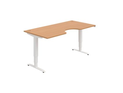 Pracovný stôl Motion Ergo, ZO, 3S, 180x61-128x90 cm, buk/biely