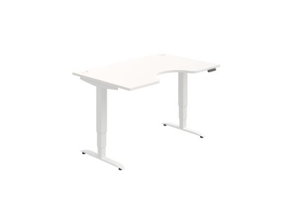 Pracovný stôl Motion Ergo, PO, 3S, 140x61-128x90 cm, biela/biela