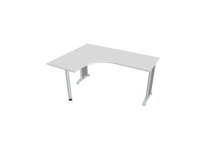 Pracovný stôl Flex, ergo, pravý, 160x75,5x120 (60x60) cm, biela/kov