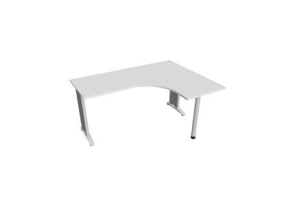 Pracovný stôl Flex, ergo, ľavý, 160x75,5x120 (60x60) cm, biela/kov
