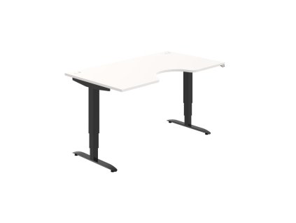Pracovný stôl Motion Ergo, ZO, 3S, 160x61-128x90 cm, biela/čierna