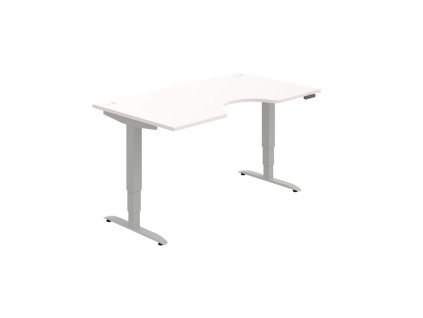 Pracovný stôl Motion Ergo, PO, 3S, 160x61-128x90 cm, biela/sivá
