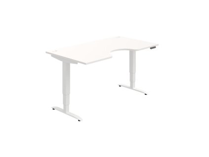 Pracovný stôl Motion Ergo, PO, 3S, 160x61-128x90 cm, biela/biela