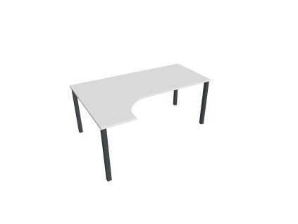 Pracovný stôl Uni, ergo, pravý, 180x75,5x120 cm, biela/čierna