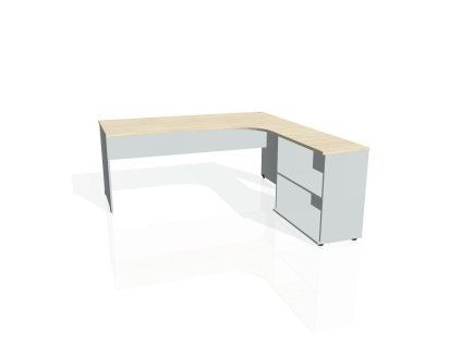Pracovný stôl Gate, ergo, ľavý, 180x75,5x200 cm, agát/sivá