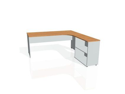 Pracovný stôl Gate, ergo, ľavý, 180x75,5x200 cm, jelša/sivá