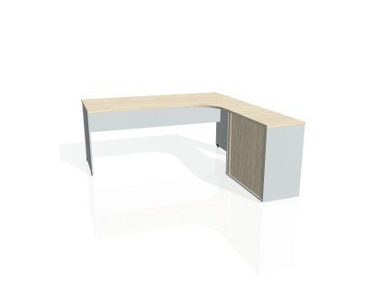 Pracovný stôl Gate, ergo, ľavý, 180x75,5x200 cm, agát/sivá
