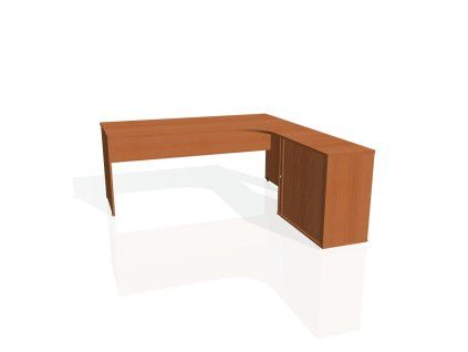 Pracovný stôl Gate, ergo, ľavý, 180x75,5x200 cm, čerešňa/čerešňa
