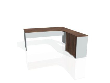Pracovný stôl Gate, ergo, ľavý, 180x75,5x200 cm, orech/sivá