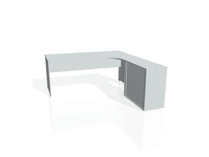 Pracovný stôl Gate, ergo, ľavý, 180x75,5x200 cm, sivá/sivá