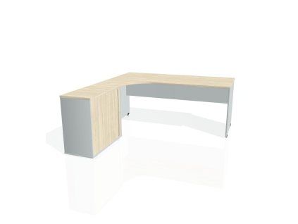 Pracovný stôl Gate, ergo, pravý, 180x75,5x200 cm, agát/sivá