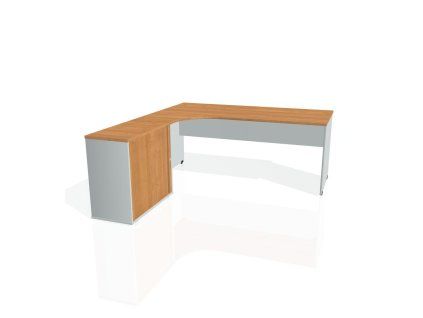 Pracovný stôl Gate, ergo, pravý, 180x75,5x200 cm, jelša/sivá
