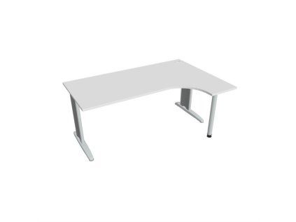 Pracovný stôl Flex, ergo, ľavý, 180x75,5x120 (80x40) cm, biela/kov