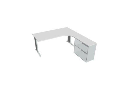Pracovný stôl Flex, ergo, ľavý, 180x75,5x200,0 (80x40) cm, biela/kov