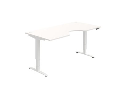Pracovný stôl Motion Ergo, PO, 3S, 180x61-128x90 cm, biela/biela