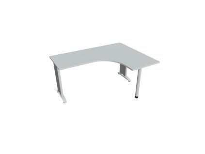 Pracovný stôl Flex, ergo, ľavý, 160x75,5x120 (60x60) cm, sivá/kov