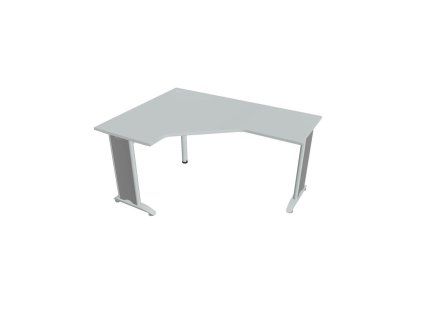 Pracovný stôl Flex, ergo, pravý, 160x75,5x120 (60x60) cm, sivá/kov