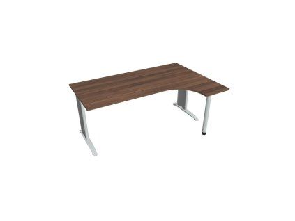 Pracovný stôl Flex, ergo, ľavý, 180x75,5x120 (80x40) cm, orech/kov