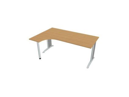 Pracovný stôl Flex, ergo, pravý, 180x75,5x120 (40x80) cm, buk/kov