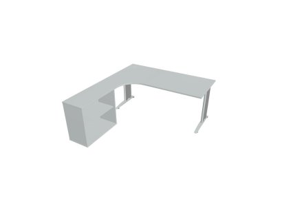 Pracovný stôl Flex, ergo, pravý, 180x75,5x200,0 (40x80) cm, sivá/kov
