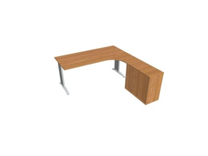 Pracovný stôl Flex, ergo, ľavý, 180x75,5x200,0 (80x40) cm, jelša/kov