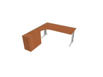 Pracovný stôl Flex, ergo, pravý, 180x75,5x200,0 (40x80) cm, čerešňa/kov