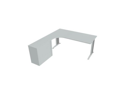 Pracovný stôl Flex, ergo, pravý, 180x75,5x200,0 (40x80) cm, sivá/kov