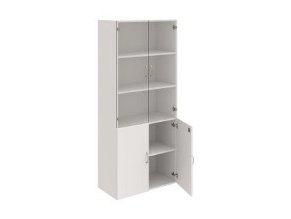 Policová skriňa Drive, zámok, 80x185x42 cm, biela/biela