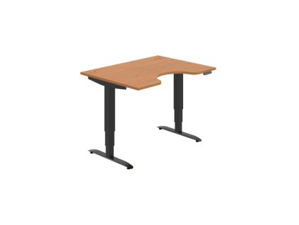 Pracovný stôl Motion Ergo, PO, 3S, 120x61-128x90 cm, jelša/čierna