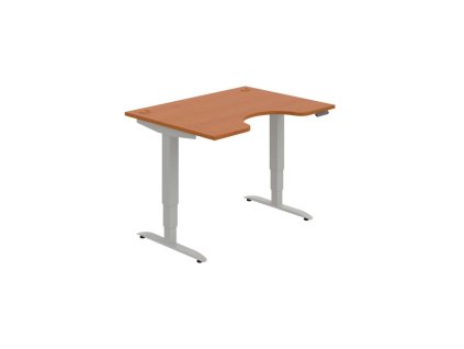 Pracovný stôl Motion Ergo, PO, 3S, 120x61-128x90 cm, čerešňa/sivá