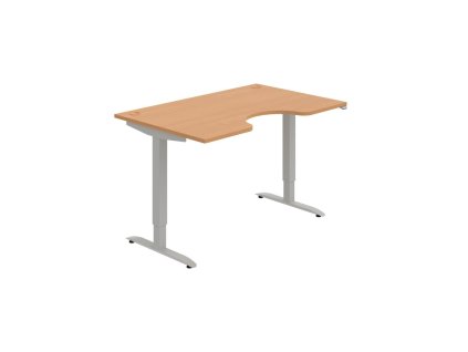 Pracovný stôl Motion Ergo, ZO, 2S, 140x70,5-120,5x90 cm, buk/sivá