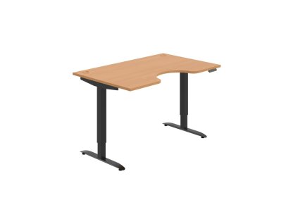 Pracovný stôl Motion Ergo, PO, 2S, 140x70,5-120,5x90 cm, buk/čierna