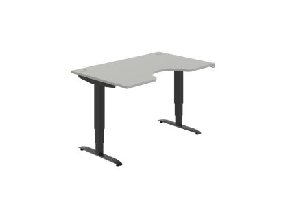 Pracovný stôl Motion Ergo, ZO, 3S, 140x61-128,x90 cm, sivá/čierna