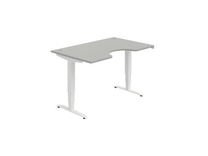Pracovný stôl Motion Ergo, ZO, 3S, 140x61-128,x90 cm, sivá/biela