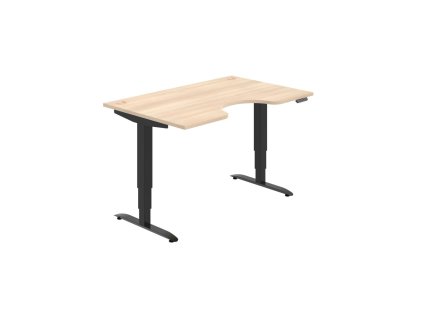 Pracovný stôl Motion Ergo, PO, 3S, 140x61-128x90 cm, agát/čierna