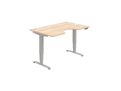 Pracovný stôl Motion Ergo, PO, 3S, 140x61-128x90 cm, agát/sivá