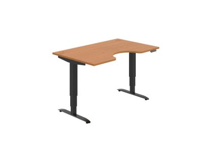 Pracovný stôl Motion Ergo, PO, 3S, 140x61-128x90 cm, jelša/čierna