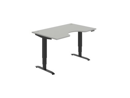 Pracovný stôl Motion Ergo, PO, 3S, 140x61-128x90 cm, sivá/čierna