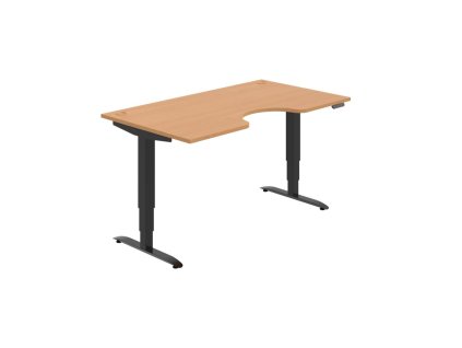 Pracovný stôl Motion Ergo, PO, 3S, 160x61-128x90 cm, buk/čierna