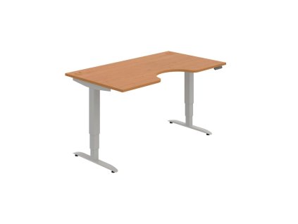 Pracovný stôl Motion Ergo, PO, 3S, 160x61-128x90 cm, jelša/sivá