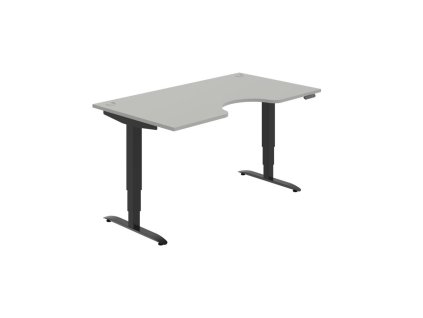Pracovný stôl Motion Ergo, PO, 3S, 160x61-128x90 cm, sivá/čierna